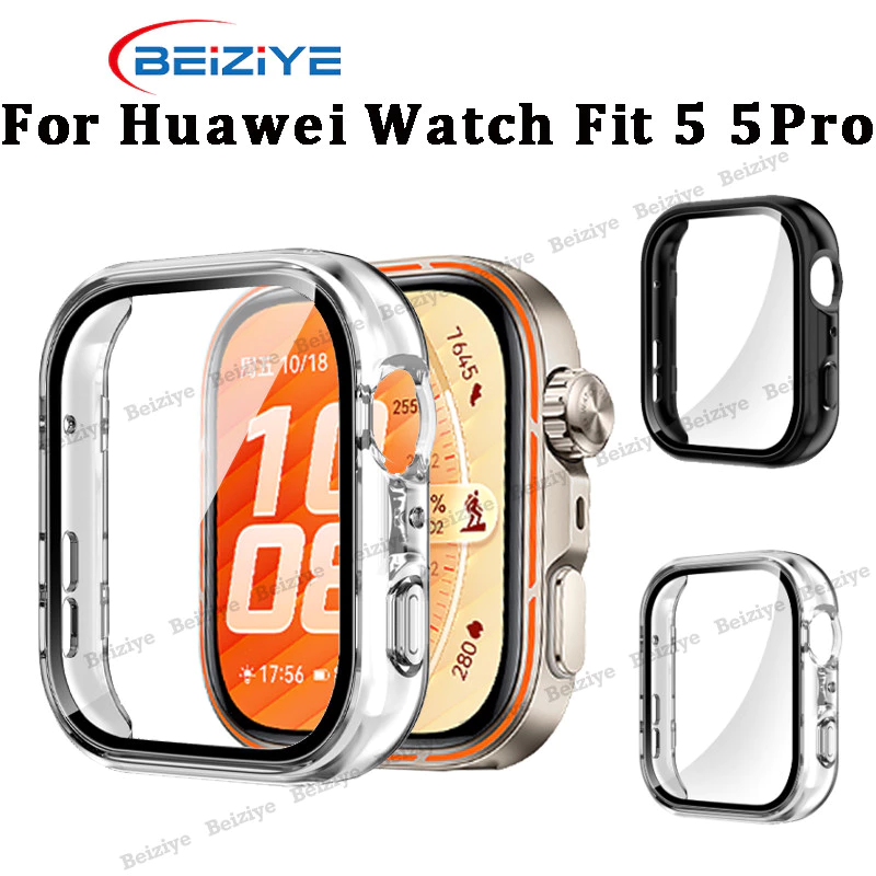 กระจกนิรภัยป้องกันหน้าจอสําหรับ Huawei Watch Fit 5 Pro กรอบกันชนสําหรับ Huawei Watch Fit 5 Hard PC กรณี