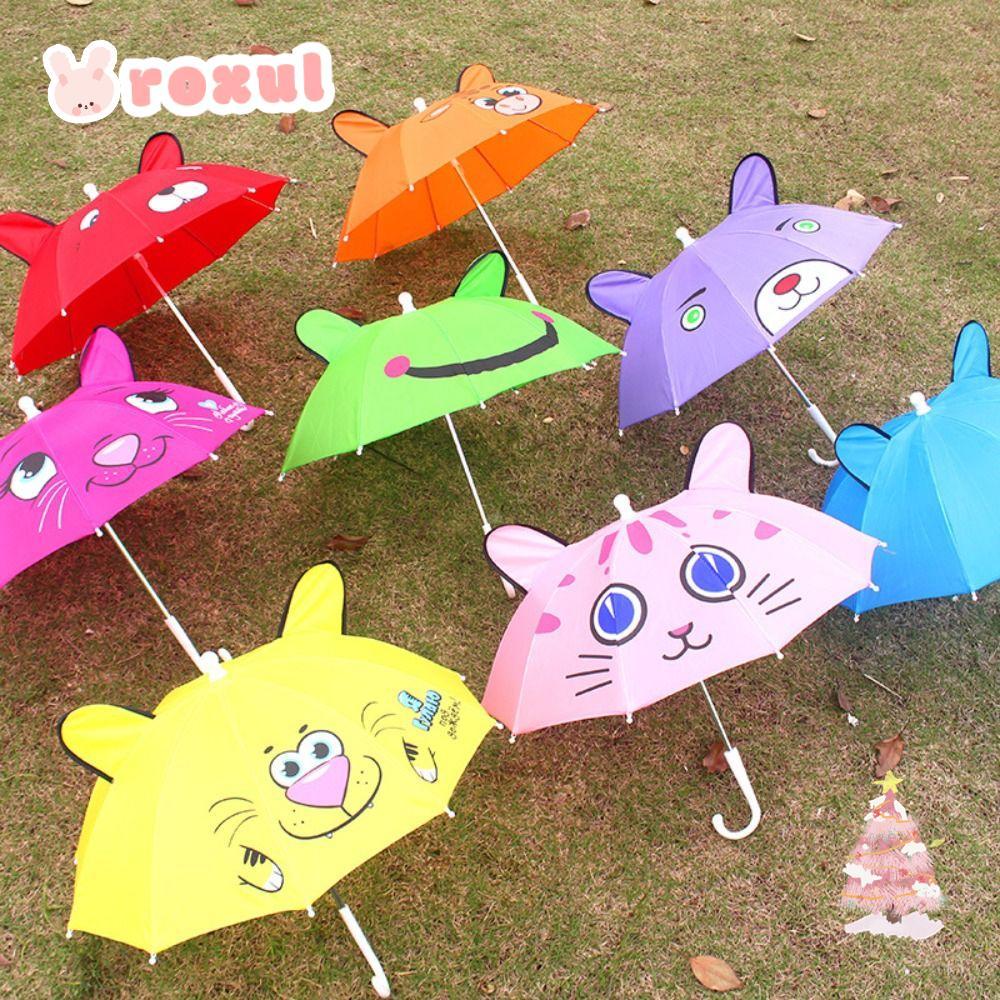 โรซูล ตุ๊กตาทารกเกียร์ฝน,การ์ตูนด้ามยาวเด็กร่ม,รูปแบบสร้างสรรค์ หลากสี การสร้างแบบจําลองหูเด็กร่ม1-3ปีทารก