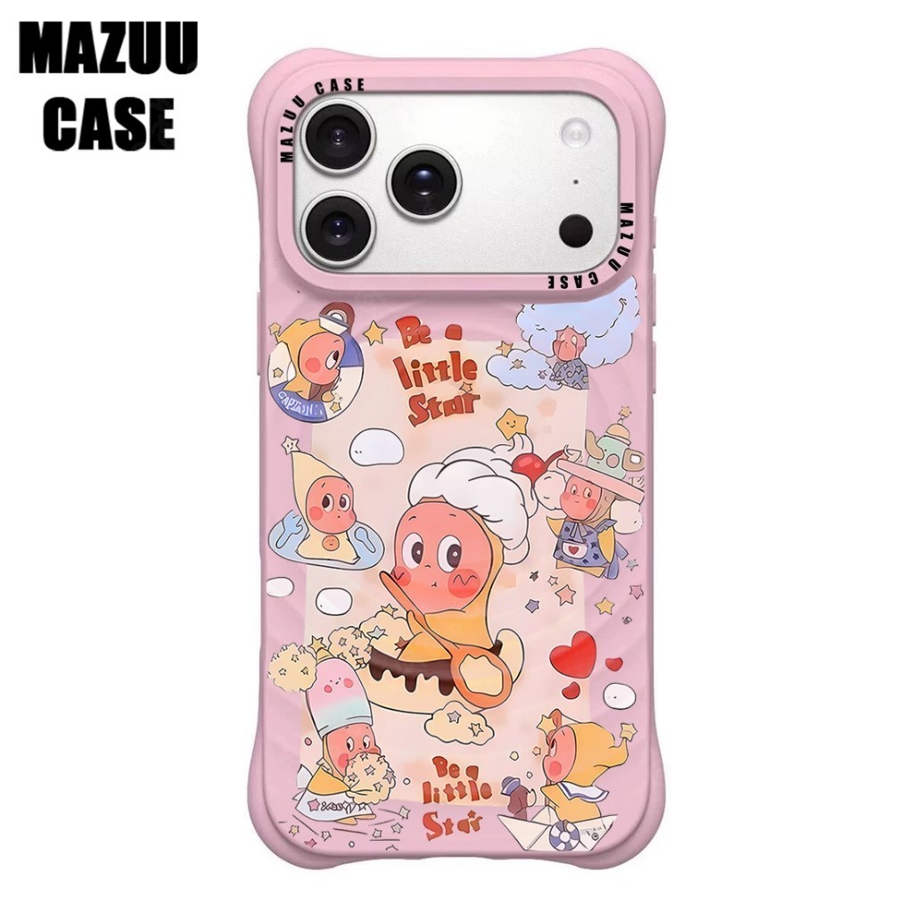 เคสไอโฟน ซิลิโคนสีชมพู แม่เหล็ก กันกระแทกมุม ลายการ์ตูน TwinkleTwinkle Be a Little Star สำหรับ iPhone 17 16 15 14 13 12