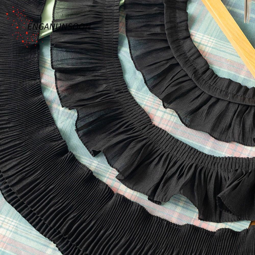 ENGANUNSOON Ruffled Lace Trims, 2Yards กว้าง 9-12 ซม.ชีฟองลูกไม้ Trims, ชีฟองจีบ Lac Trims