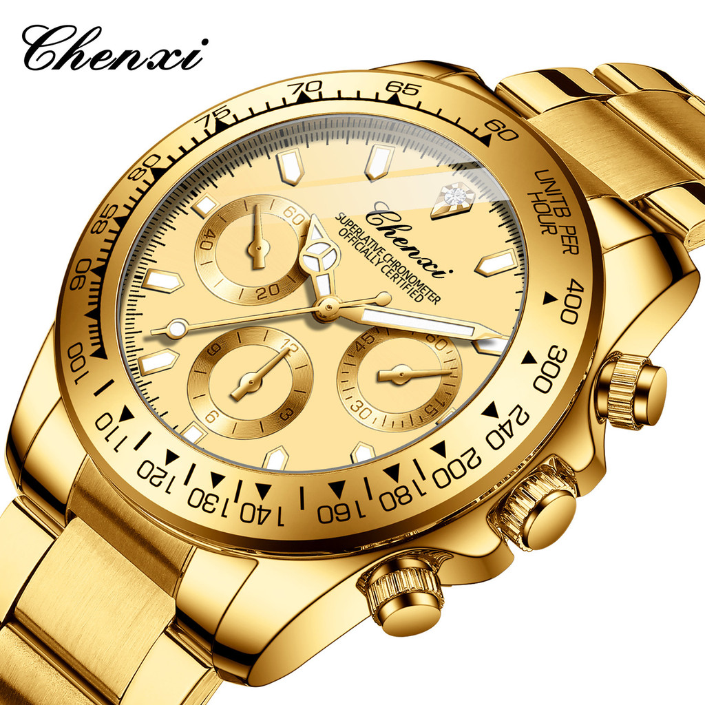 CHENXI/CHENXI นาฬิกา Daytona ผู้ชายธุรกิจนาฬิกา Luminous กันน้ํานาฬิกาควอตซ์สายเหล็กผู้ชาย NF4S