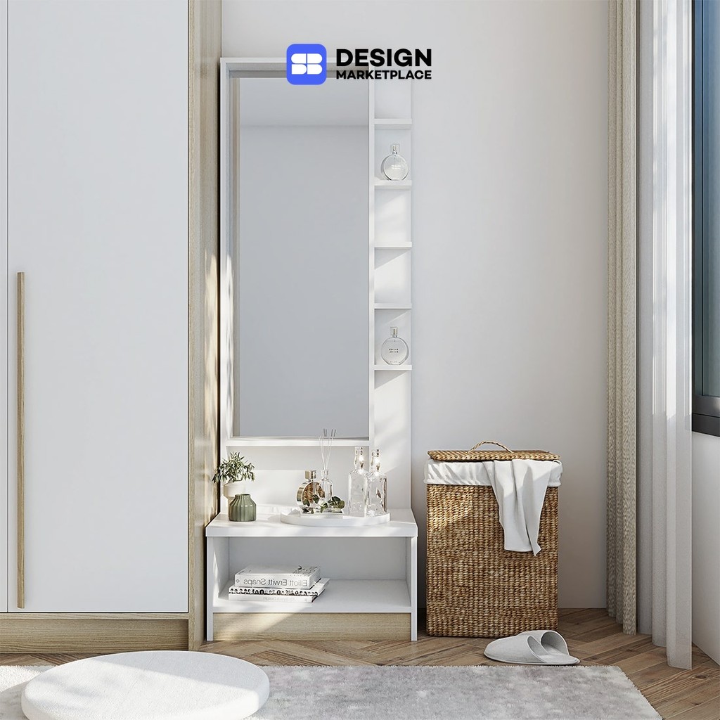 SB Design Square โต๊ะแป้งแบบยืน KC-PLAY รุ่น DRESSI สีขาว-ลินเบิร์ก (60x45x175 ซม.) แบรนด์ KONCEPT FURNITURE