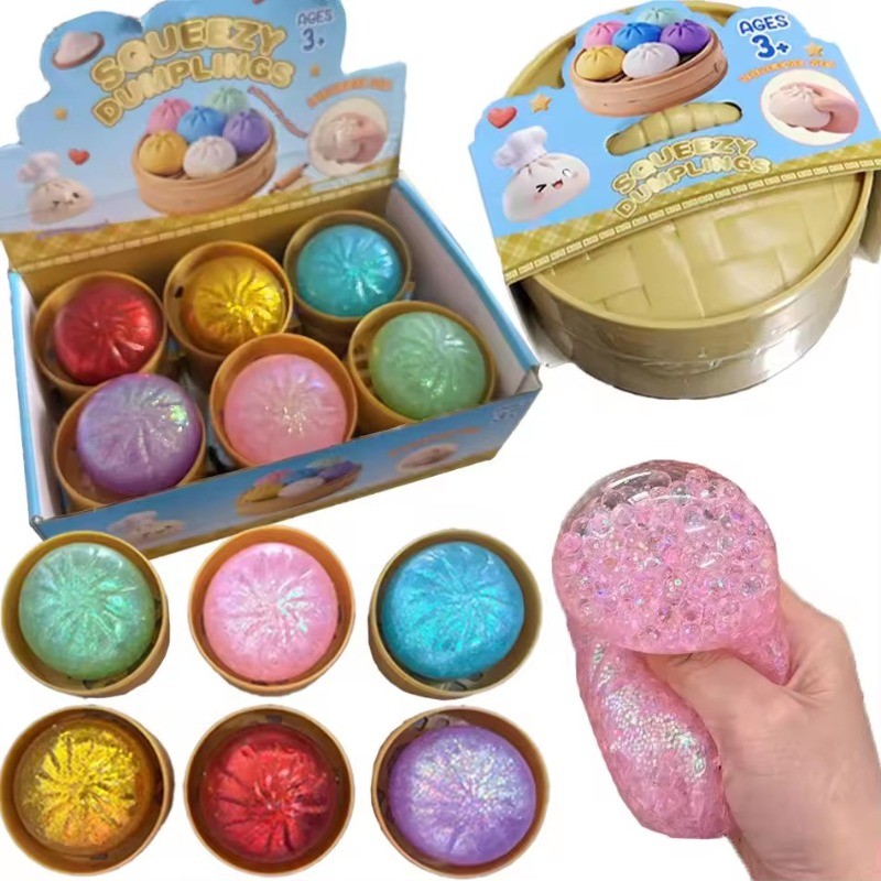 Glitter Dumpling Squishy เกี๊ยว ความ เครียด ช้า Rising Soft Squeeze Ball  ความเครียดบรรเทา Squeeze ของเล่น