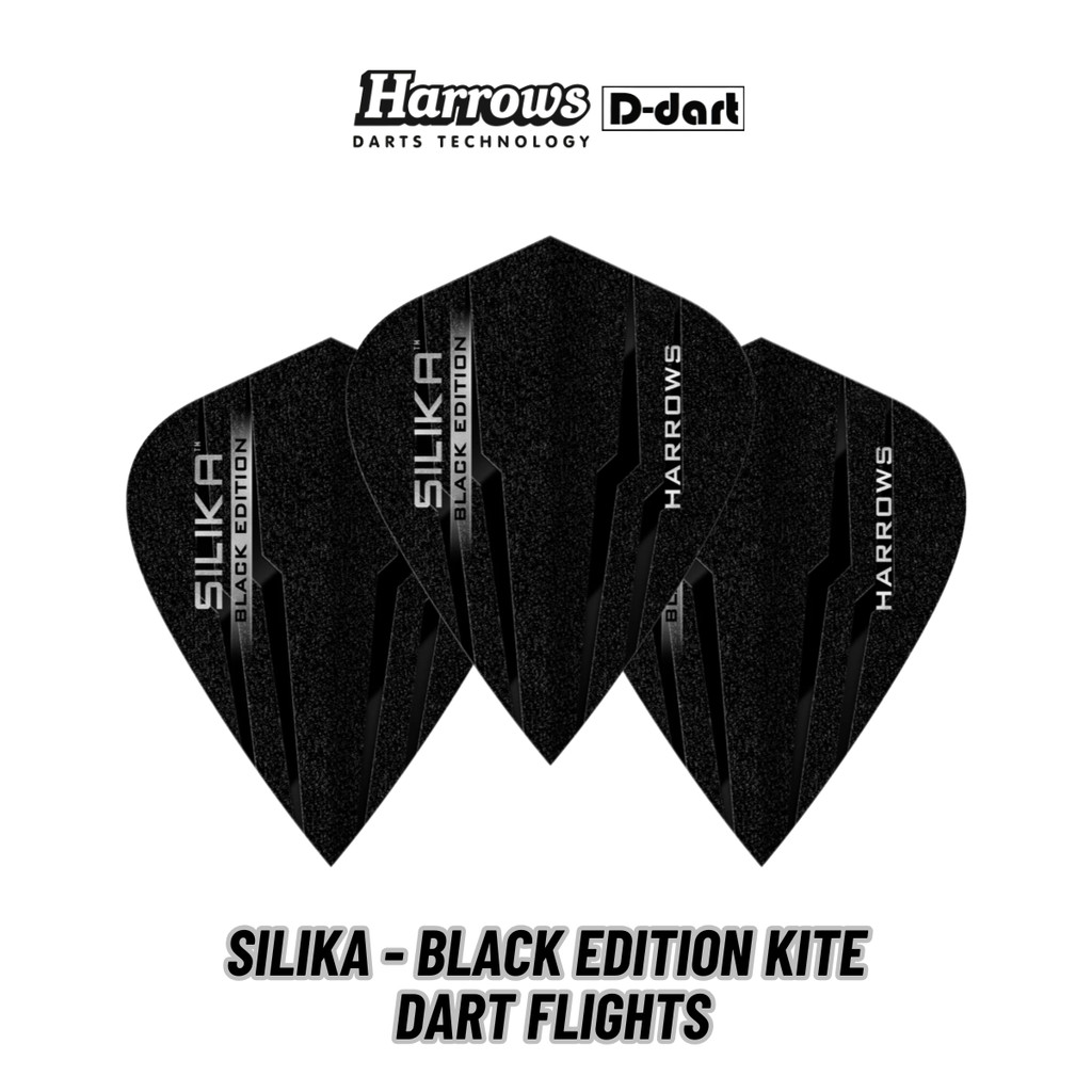 HARROWS DART FLIGHTS - STANDARD SILIKA BLACK EDITION KITE 100 MICRON DART FLIGHTS (SAYAP ARROW)