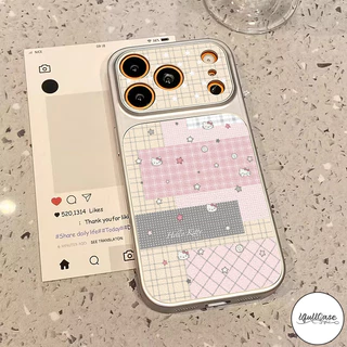 เคสเปลี่ยนสีหนัง ลาย Kitty ตาราง น่ารัก สไตล์ฮิต คู่รัก เข้ากันได้กับIPhone 17 air 12 16 14 11 13 15 Pro Max 16 15 Plus