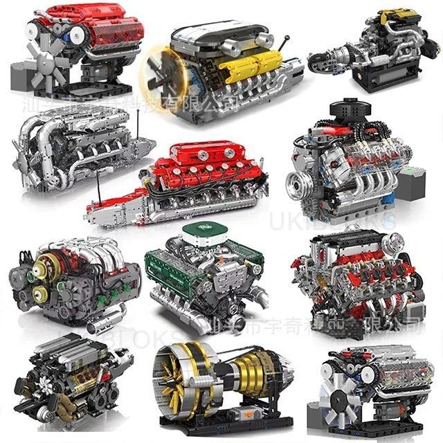 โมเดลเครื่องยนต์ V8 จำลองจริง ประกอบด้วยบล็อก มีไฟและระบบขับเคลื่อน ของตกแต่งสะสม