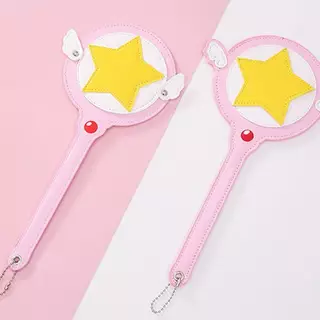 Flymesit Kawaii Cardcaptor Sakura Magic Wand ของเล่นการ์ดรถบัสผู้ถือบัตร Cerberus เจ้าหญิงสีชมพูน่ารัก Star Rod อะนิเมะของเล่น EN