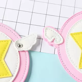 Flymesit Kawaii Cardcaptor Sakura Magic Wand ของเล่นการ์ดรถบัสผู้ถือบัตร Cerberus เจ้าหญิงสีชมพูน่ารัก Star Rod อะนิเมะของเล่น EN