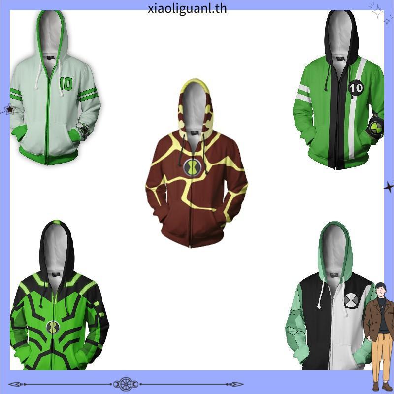 Ben10 เสื้อกันหนาว มีฮู้ดดี้ มีซิป ลายเอเลี่ยนฮีโร่ Tian Xiaoban 3d