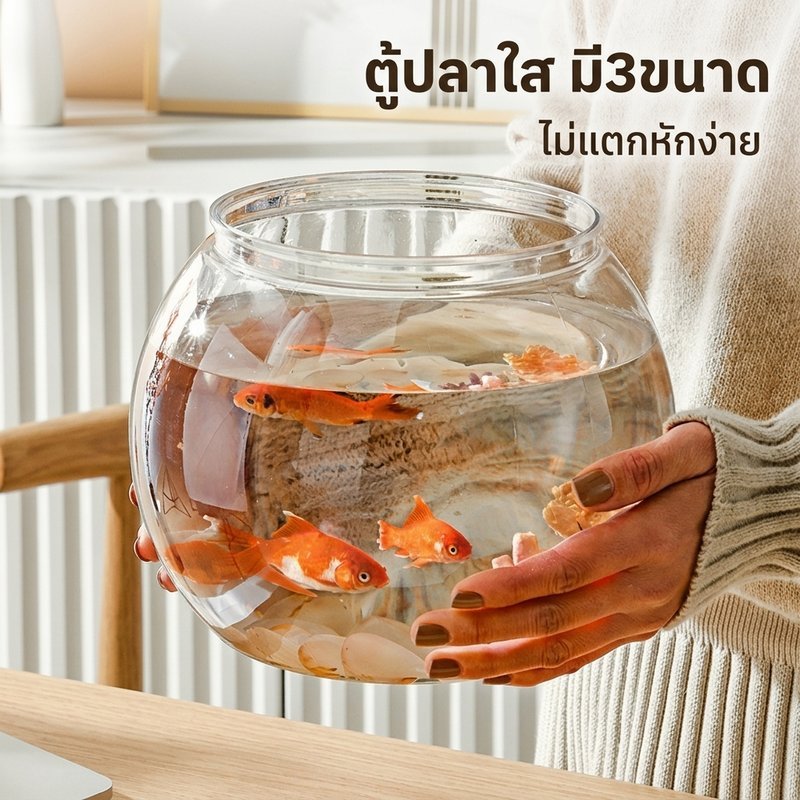 ตู้ปลาทอง ตู้ปลาขนาดเล็ก โหลพลาสติก เลี้ยงปลา ปลูกพืชไฮโดรโปนิก สำนักงาน บ้าน ตกแต่ง