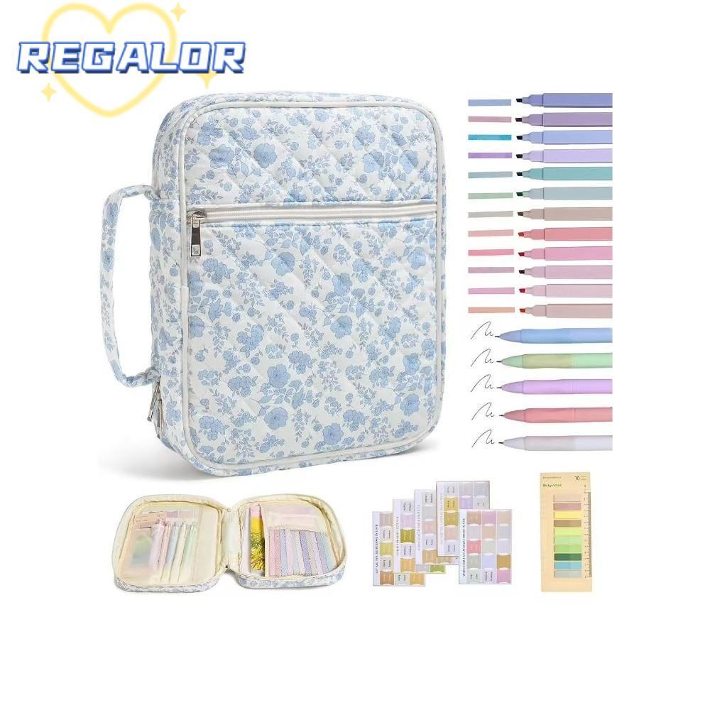 REGOR0G Bible Cover Bag, การออกแบบดอกไม้ Handle Bible Cover , กระเป๋าซิป Bible Journaling Kit Church