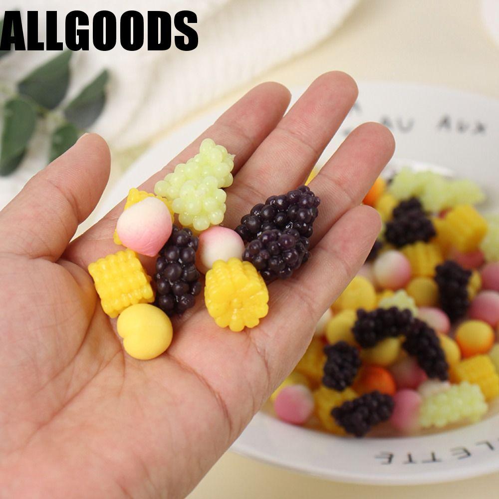 ALLGOODS บีบของเล่นประสาทสัมผัส,องุ่นข้าวโพดบีบพีชของเล่น,มินิจําลองอาหารแกล้งเล่นจําลองผลไม้รุ่นของเล่นครัว