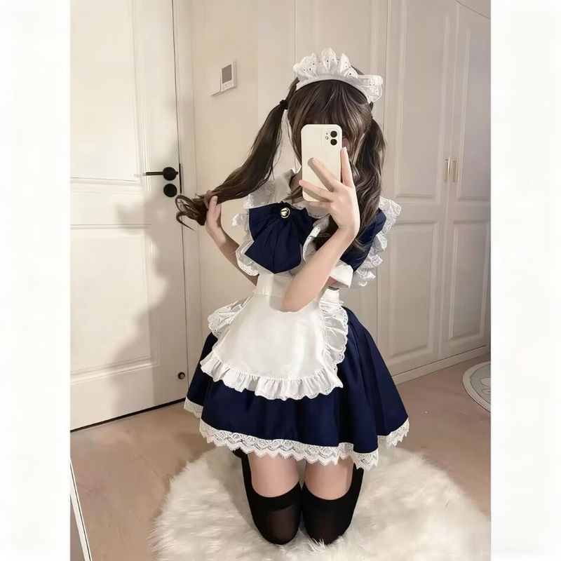 ชุดcosplay Kuromi สำหรับสาว ๆ ดีไซน์ angel bow ในสไตล์ lolita กระโปรงสีฟ้าสดใส