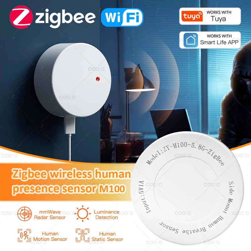 ZigBee Wifi MmWave Human Presence Motion Sensor Radar Wave Human Detector Motion Detector Tuya Hub S