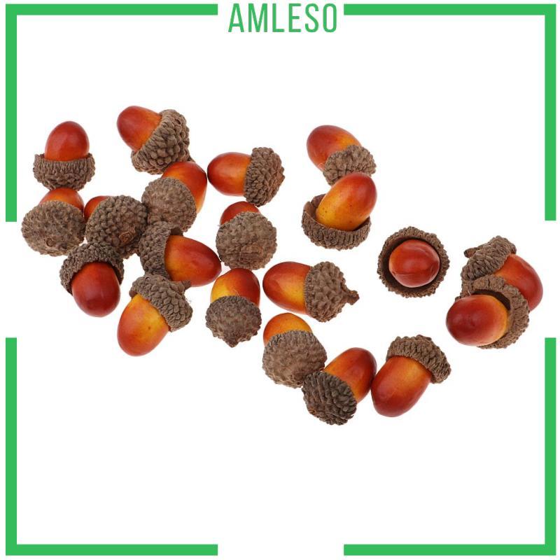 [Amleso] 100x Natural Acorns จริง Acorns Caps สําหรับหัตถกรรมแจกันฟิลเลอร์บ้าน 20 acorns 17X25MM