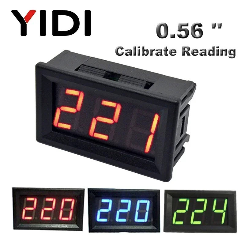 0.56 AC 30-500V 10-600V AC Digital Voltmeter DC 3.5-30V DC 0-100V สีแดงสีเขียวสีฟ้าจอแสดงผล LED เครื