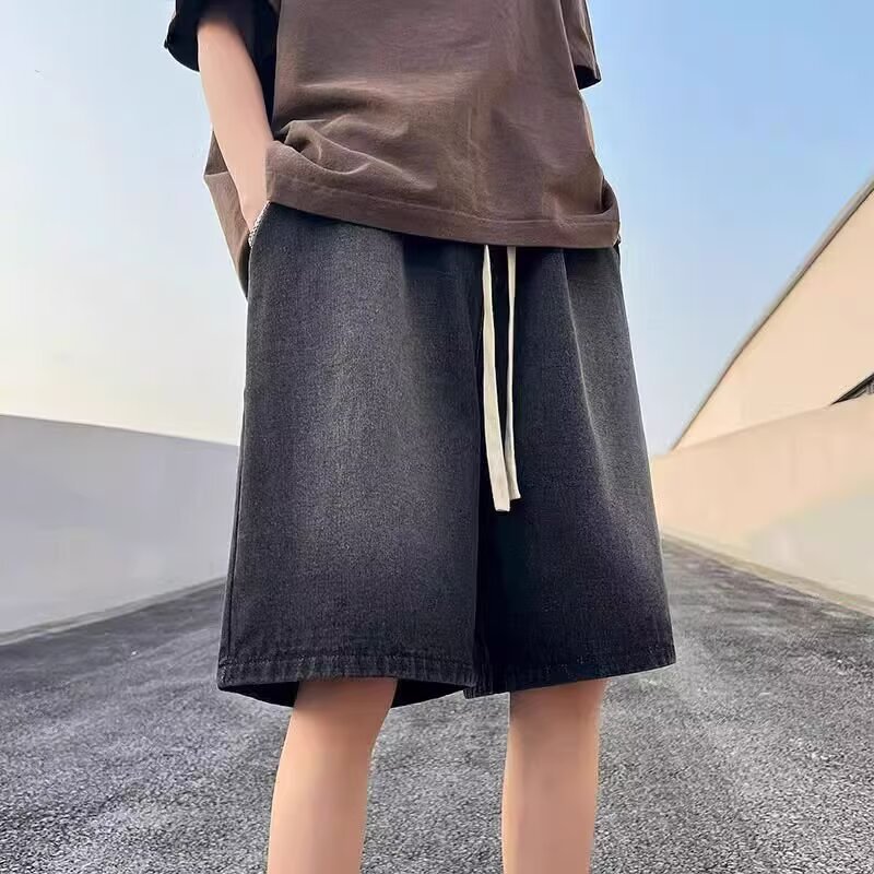 กางเกงยีนส์ขาสั้น Boys Youth Loose Cropped Pants Men _ Cab Shop
