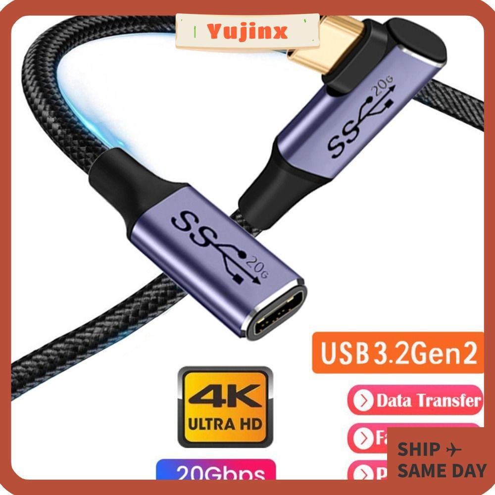 YUJINX สาย USB 3.2 Gen 2 Type-C, ชายหญิง 20Gbps USB-C Extension Wire, Professional 0.25-2m 4K @ 60Hz