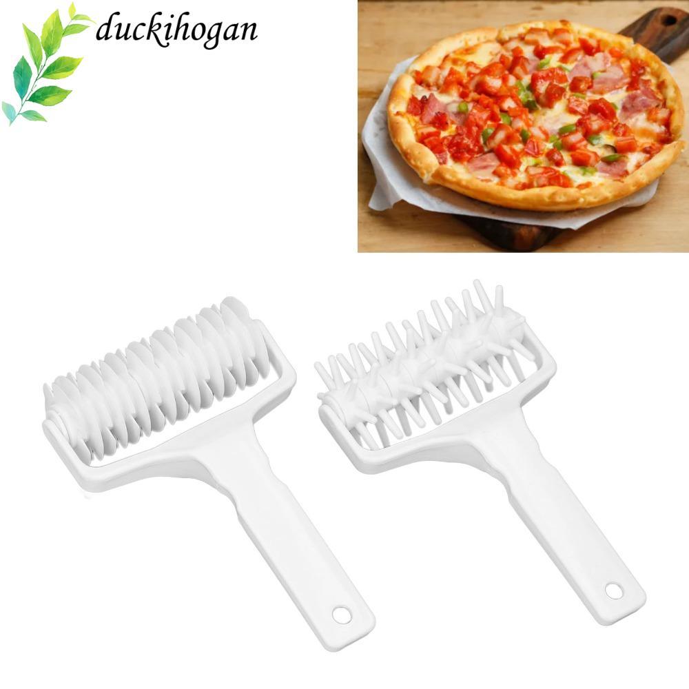 DUCQIHOGAN 2pcs พิซซ่าแป้ง Roller Docker,พลาสติกยาวพิซซ่า Crust Roller Docker, Lattice Roller Cutter