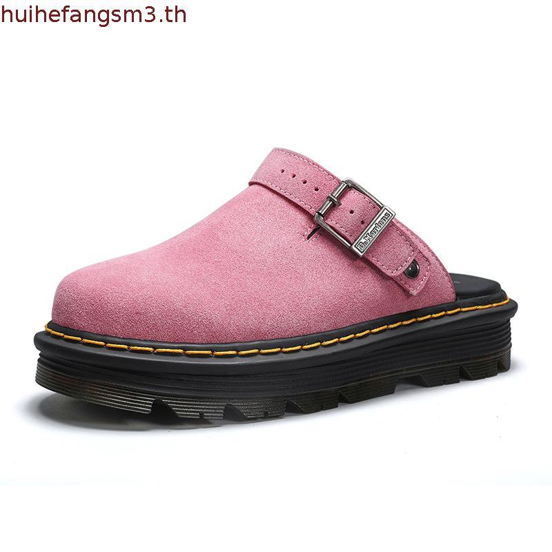 Dr.Martens Men Birkensotck Suede Sandals Martin รองเท้าแตะหนังแท้ยาง Soled รองเท้า HEM2