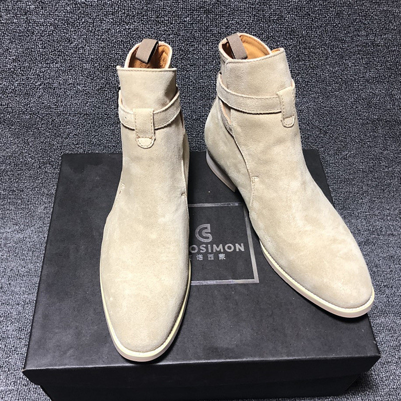CHELSEA Boots ผู้ชายหนังแท้อังกฤษชี้รองเท้า CHELSA BOOT Off-White Buckle ที่ไม่ซ้ํากันอินเทรนด์ Mart
