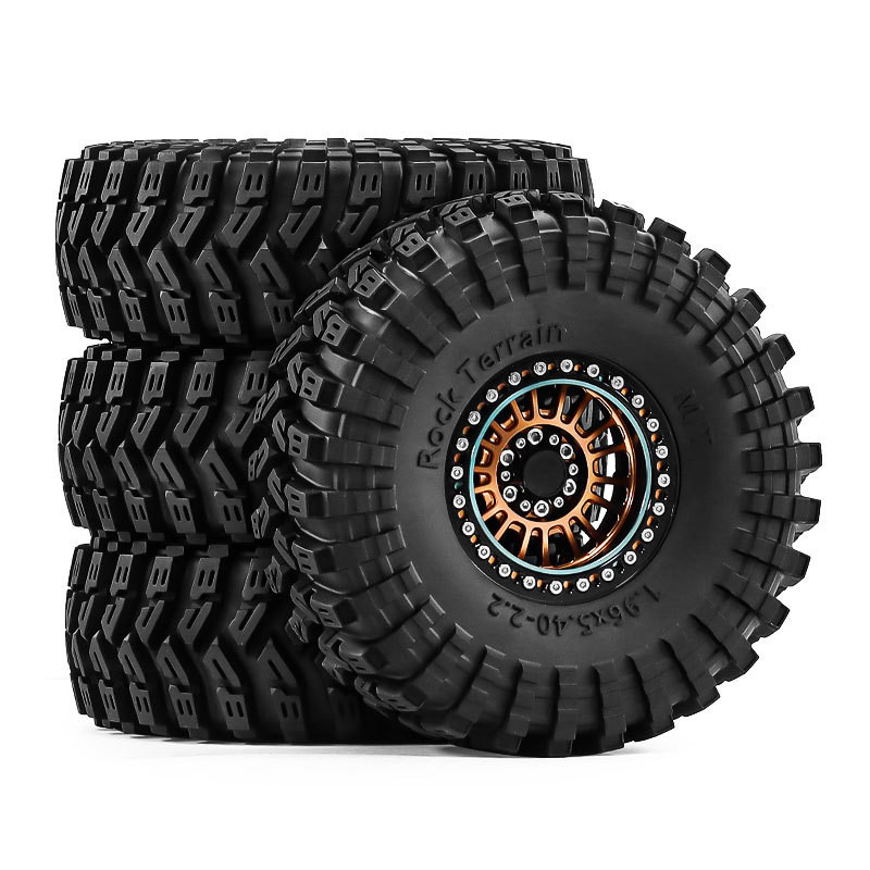 2.2 นิ้ว RC Crawler ล้อและชุดยางสําหรับรถบรรทุกขนาด 1/8, ล้อ Metal Beadlock พร้อมยาง Off-Road (4 ชิ้