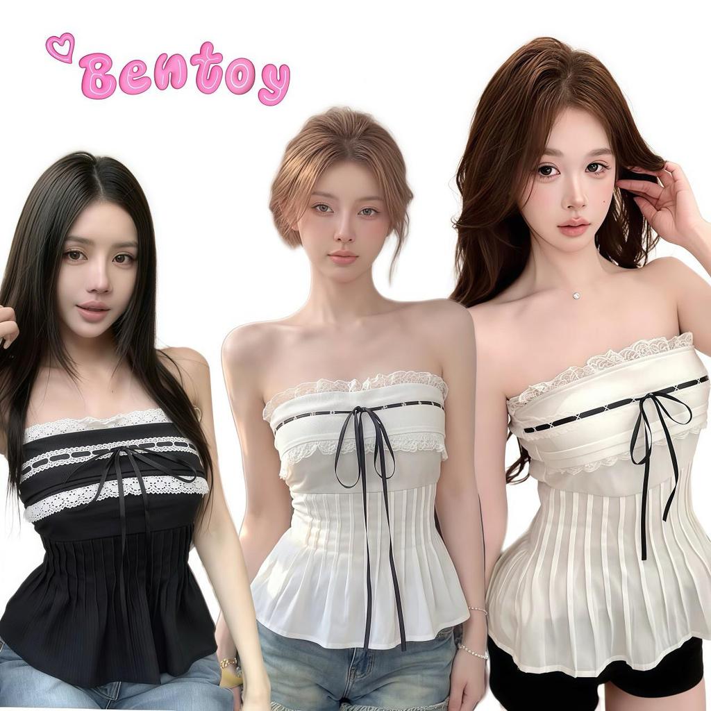 Bentoy(bratop2980) เสื้อเกาะอกลายลูกไม้ ฟองน้ำในตัว