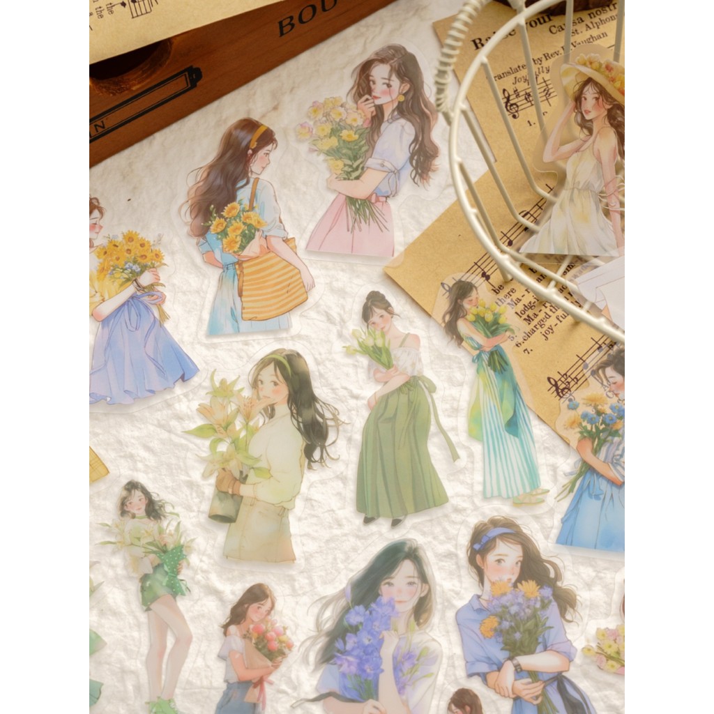 Sugar Poem Matte PET Sticker Pack Waltz Love Song Fresh Hand-Painted Girl Character Miss Sister Hand