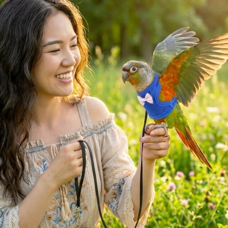 Sup ปรับ Parrots Flight Harness Walking Gear For Safe Bird กิจกรรมกลางแจ้ง