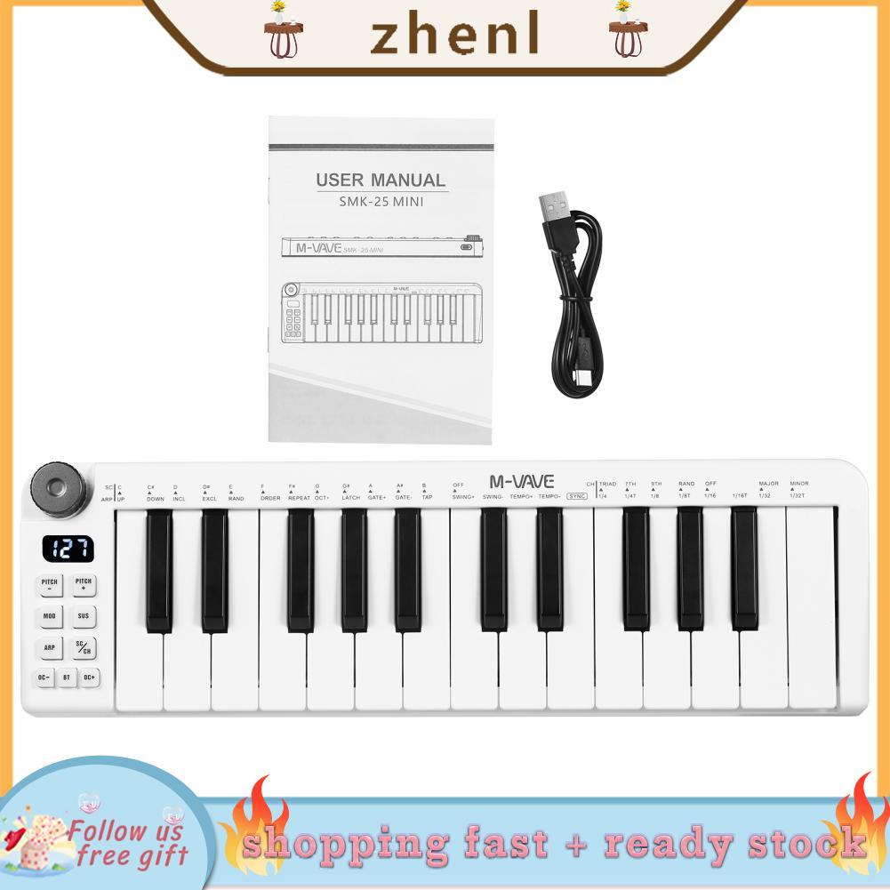 Zhenl Zhenl M-VAVE SMK-25mini MIDI คีย์บอร์ดชาร์จ 25 คีย์ควบคุม Mini USB แบบพกพาคอนโทรลเลอร์ 25 Velo