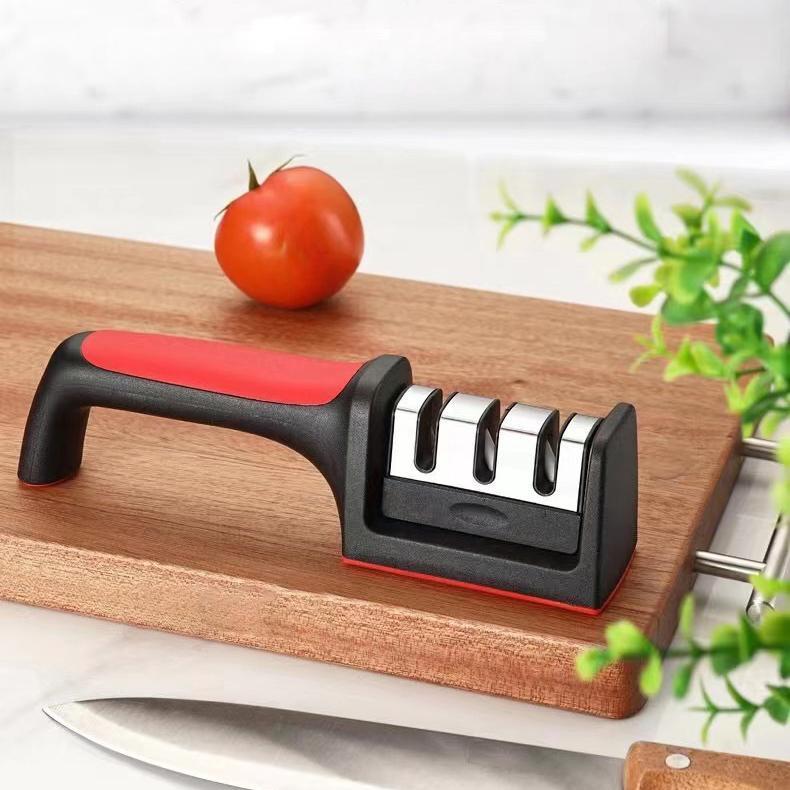 1 or 2pcs แท่นลับมีด (Knife Sharpener) อุปกรณ์ลับมีด หินลับมีด ที่ลับมีด ลับง่ายคมนาน พร้อมที่ลับคมกรรไกร ลับคมได้ 3 ระด
