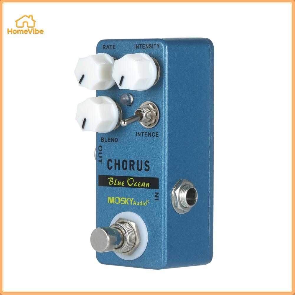 HomeVibe MOSKYaudio Blue Ocean Chorus เอฟเฟกต์กีตาร์แบบเหยียบคอรัส/อัตราทรูบายพาส + ความเข้มข้นของการผสมผสาน