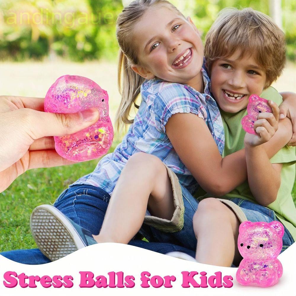 ANDIN Sugar Stress Ball ของเล่นประสาทสัมผัส, หมีนุ่มน่ารัก Squishy Fidget ของเล่น, ตลก Gummy Bear Sq