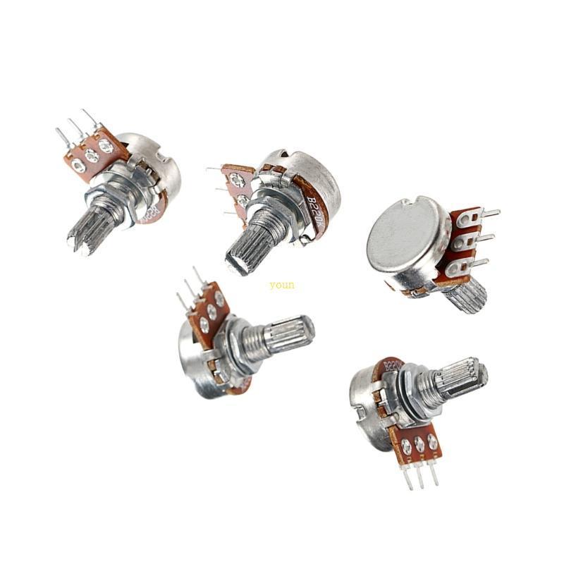 Youn แยกเพลา 220K Ohm Linear Potentiometer โลหะก่อสร้างกีตาร์ส่วนวงจร