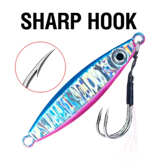 Luminous Metal Jig Slow Pitch Casting Lure 10g-100g Shore Jigging Lure Sinking Fishing Bait Double Hook