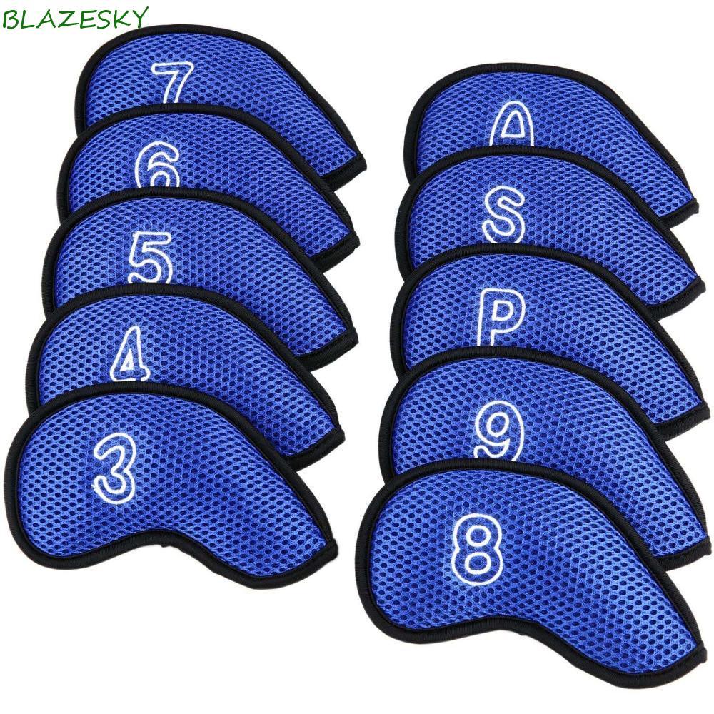 BLAZESKY Golf Headcovers ครอบคลุม 3,4,5,6,7,8,9,P,S,A เสาเหล็ก 10pcs Golf Putter Meshy Neoprene Golf