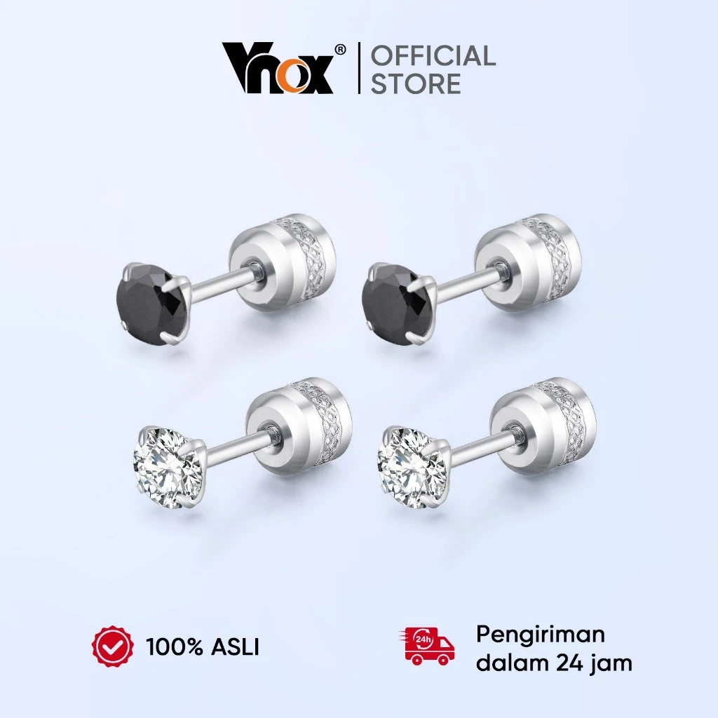 Vnox ต่างหูสตั๊ดเพทายเหล็กไทเทเนียม 3 มม./4 มม./5 มม | ต่างหูเจาะป้องกันสนิมไฮโปอัลเลอร์เจนิกสําหรับผู้ชายและผู้หญิง