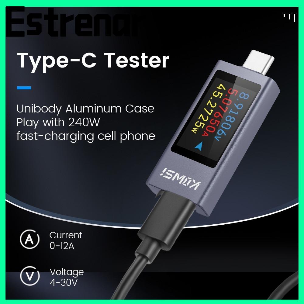 ESTRENAR Power Meter Tester, DC 4-30V 0-12A Type-C Current และแรงดันไฟฟ้า Monitor, KWS-2303C PD จอแส