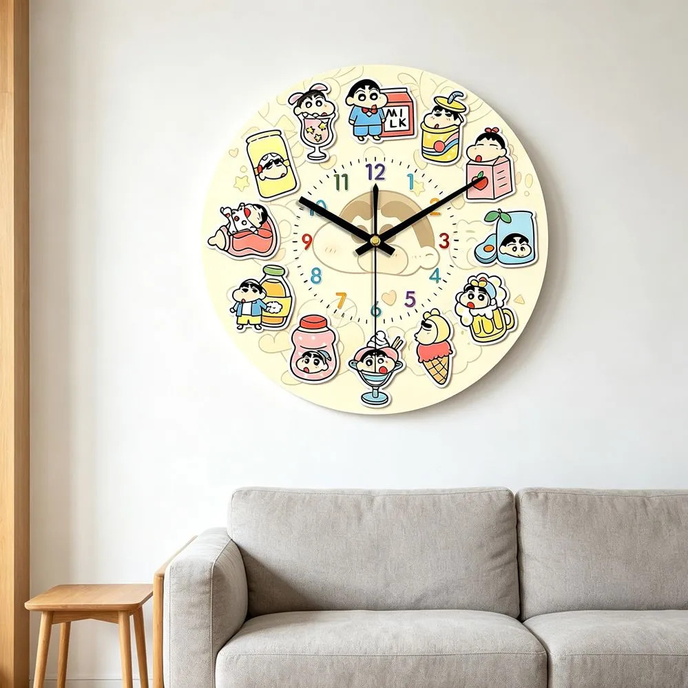 Crayon Shin-Chan Series ในครัวเรือนเด็กน่ารักการ์ตูนนาฬิกาเงียบกวาดวินาทีเงียบน่ารักสร้างสรรค์นาฬิกาติดผนัง