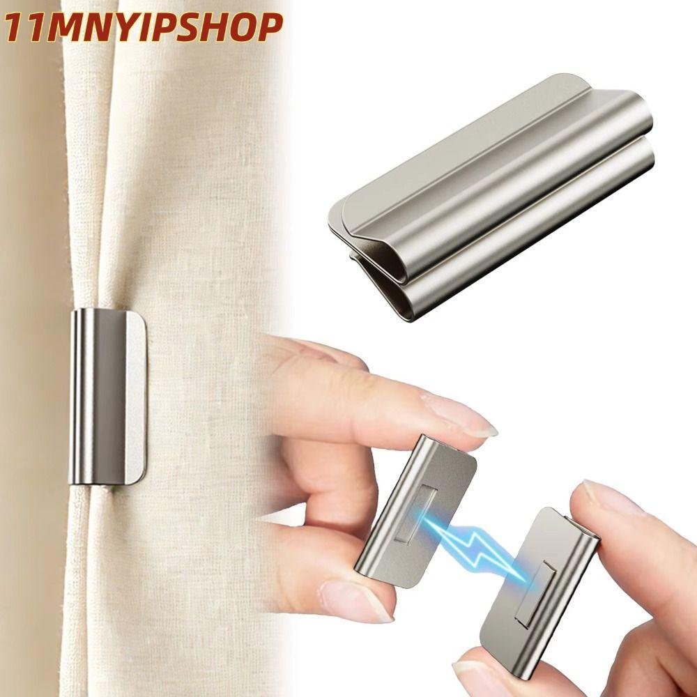 11MNYIPSHOP 1คู่คลิปปิดม่าน,โลหะที่ถอดออกได้ผ้าม่านแก้ไขหัวเข็มขัด,แม่เหล็กดึงดูดผ้าม่านคลิปโฮมออฟฟิศ