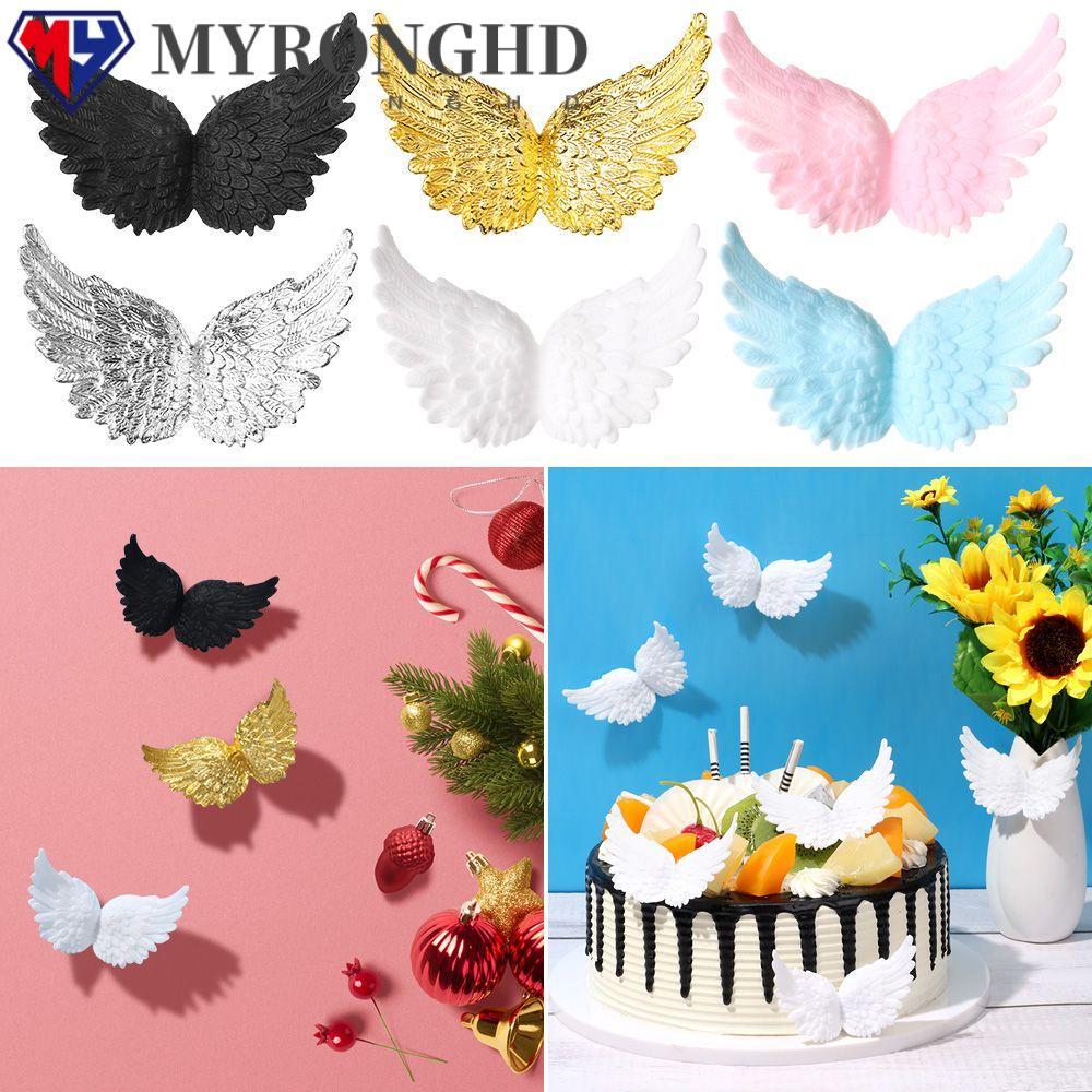 Myronghd 12 ชิ้น พลาสติก ปีกนางฟ้า แฟชั่น สุขสันต์วันเกิด เครื่องแต่งกาย กระเป๋าเป้สะพายหลัง ตกแต่งเค้ก