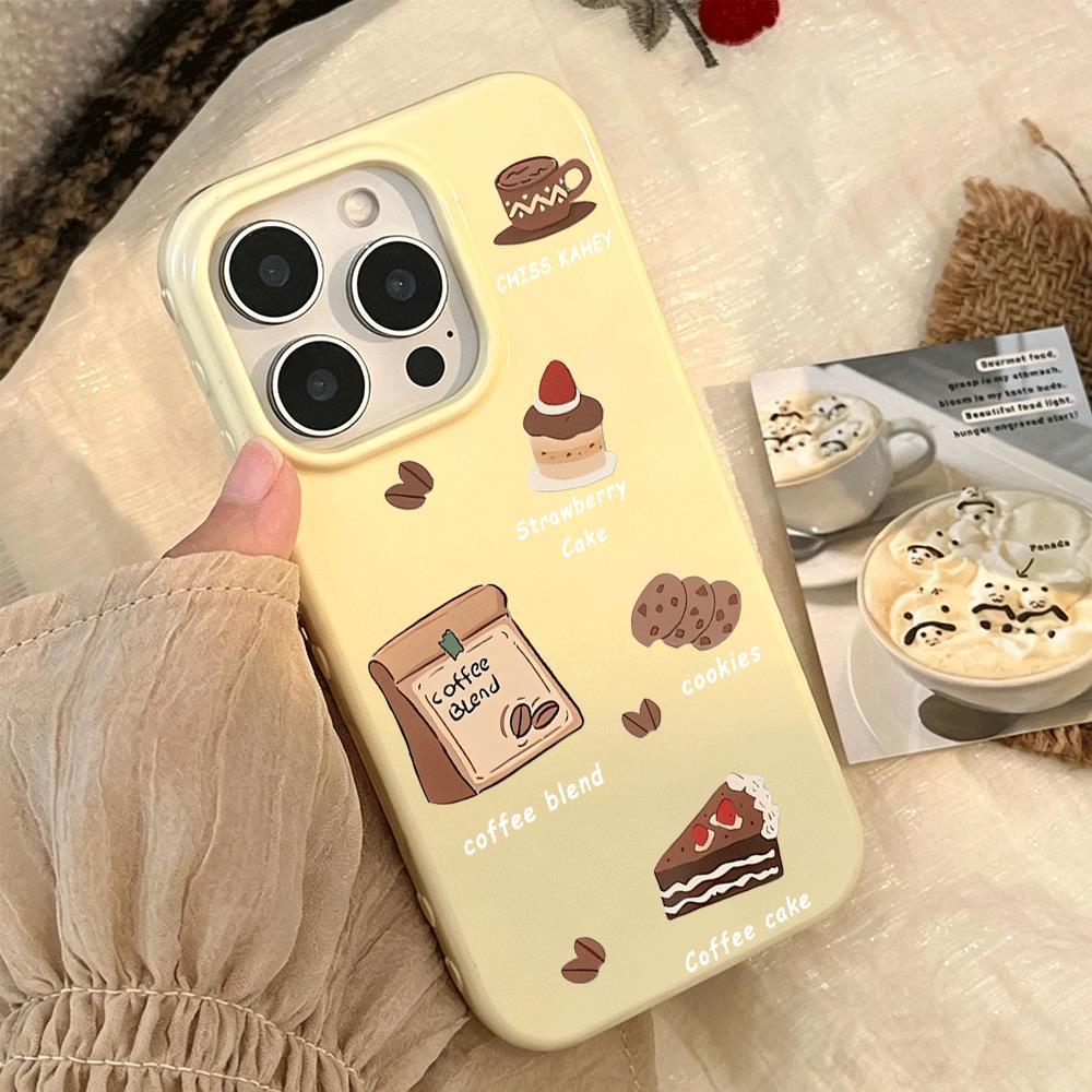 กาแฟขนมแบบบูรณาการสําหรับ iPhone 17pro 16/15/14/13 Jelly Case