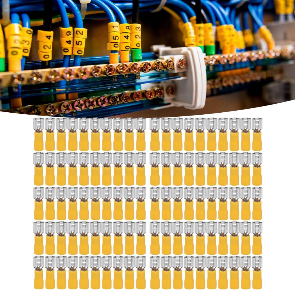 Buybybuy Spade Wire Connector ฉนวนเทอร์มินัลหญิงสูงสุด 24A ทนสําหรับ AWG 12?สายไฟ 10 เส้น
