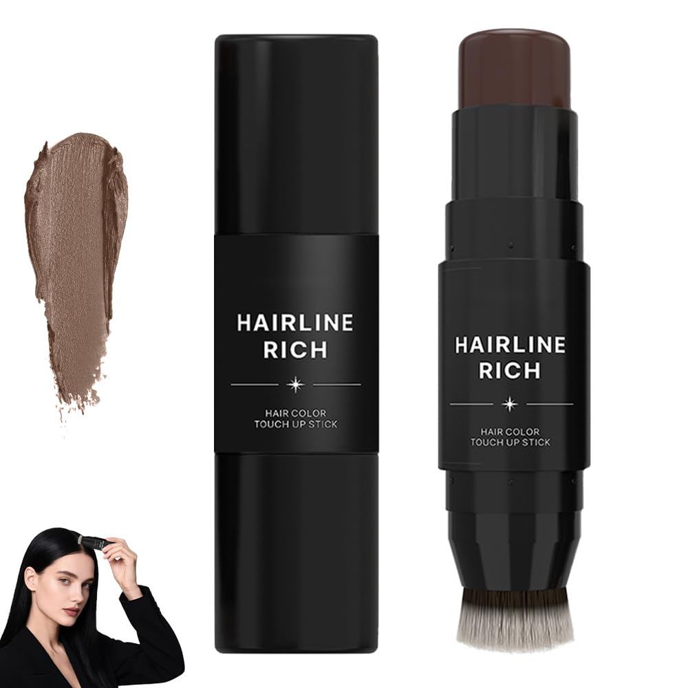 Dual-Ended Root Touch Up Stick,2025 ใหม่ Instant Bald Spot คอนซีลเลอร์ Stick สําหรับครอบคลุมรากผม,2 