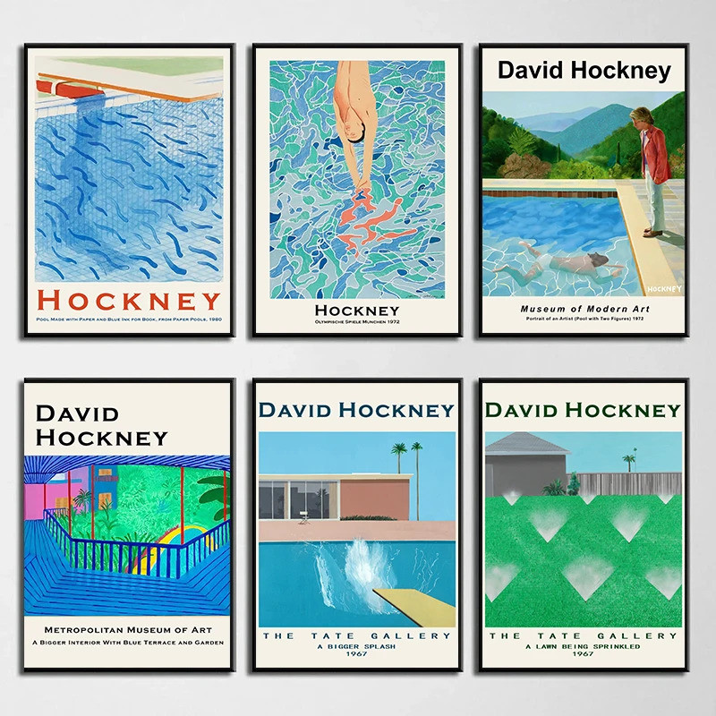 1 PC frameless ภาพวาดผ้าใบ David Hockney Art นิทรรศการโมเดิร์น Minimalist บทคัดย่อโปสเตอร์พิมพ์ผ้าใบพิมพ์ Wall Art Pict