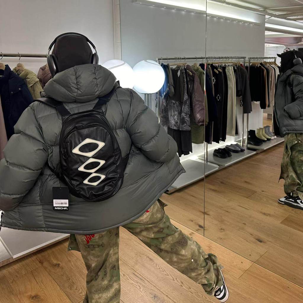 Xs xskr MSCHF Korean Street Wear Street Backpack Small Funny Niche Design Leather Zipper Backpack