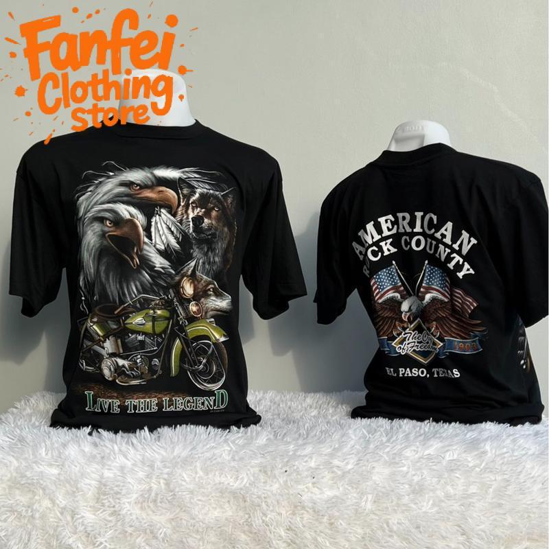 เสื้อ เสื้อยืด ลายมอเตอร์ไซค์วินเทจ อเมริกัน เท่ๆ สไตล์ไบค์เกอร์ COD จัดส่งตลอด 24 ชั่วโมง Fanfei