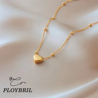 PLOYBRIL สร้อยคอ สแตนเลส สตรี พลาสติกทอง สไตล์เกาหลี จี้รูปหัวใจ แฟชั่นไม่หมอง ไม่หลุดลอก X070