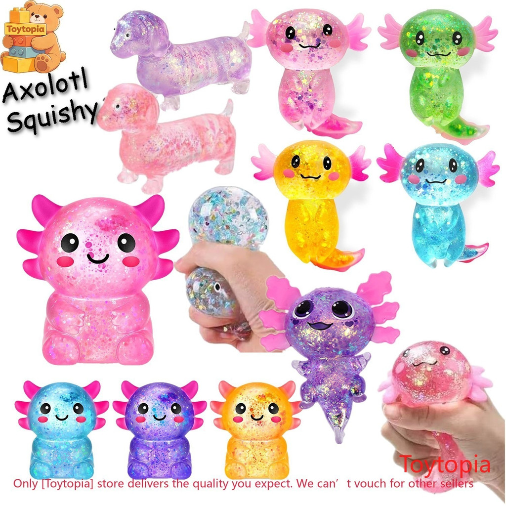 Axolotl Squishy ของเล่นคลายเครียด Glitter Fidget ของเล่นน่ารัก Malt Sugar Axolotl ของ Fidget เด็กเยา