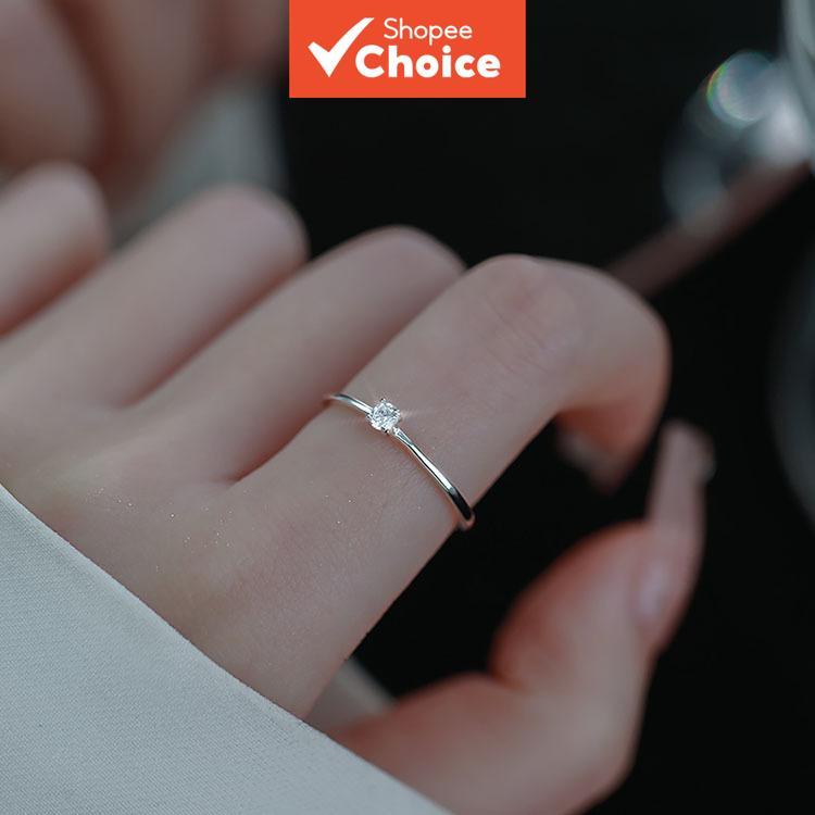 ผู้หญิง Minimalist 4 Prong Single Zircon Index Finger ปรับแฟชั่นสําหรับแหวน
